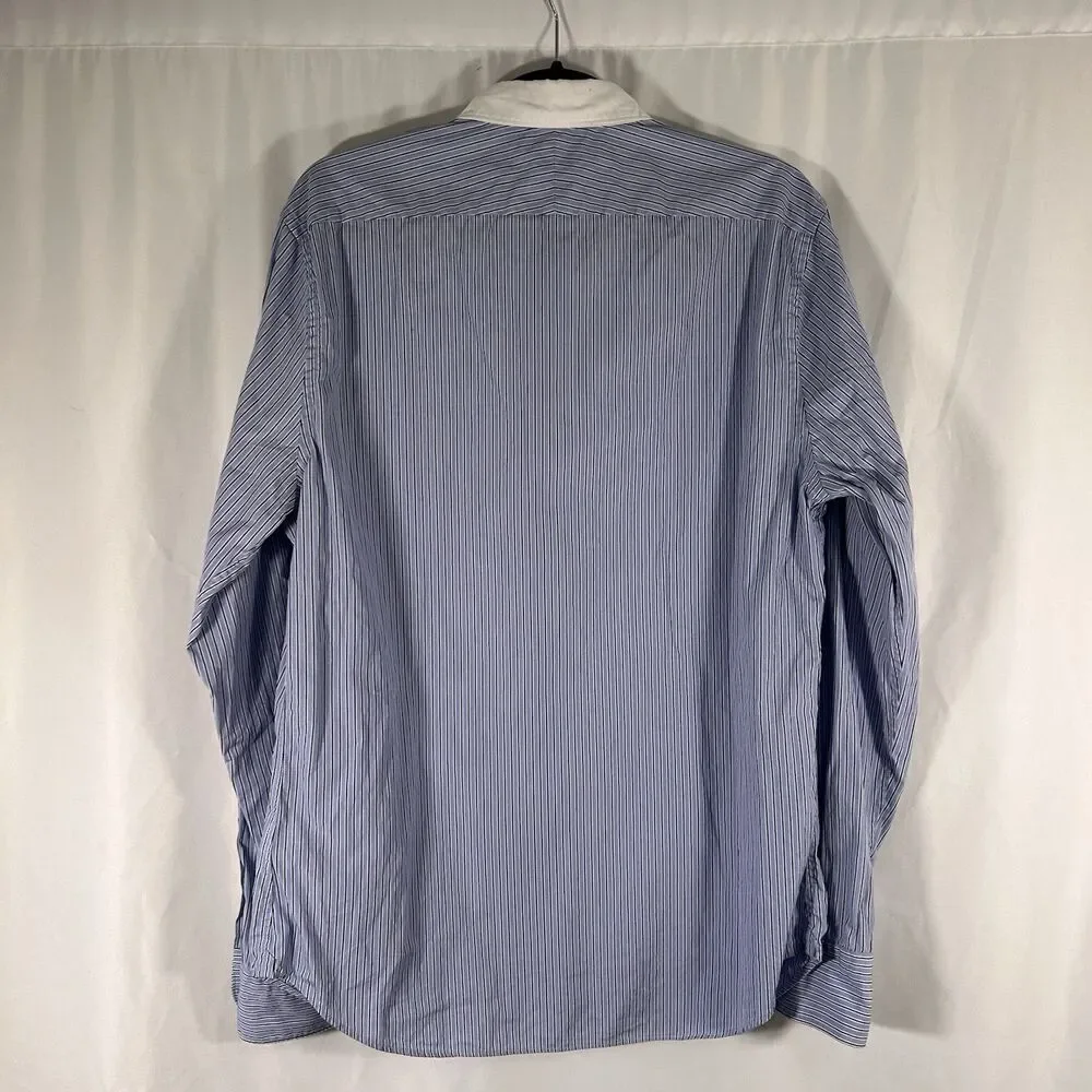 Suitsupply Dress Shirt Men's 16.5 42 Blue Striped Egyptian Cotton Long Sleeve - Picture 5 of 7